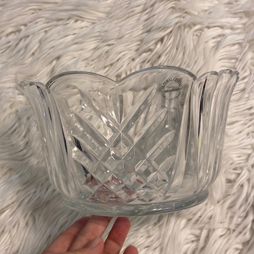 IMERIAL CRYSTAL BOWL made in Slovakia 24 Lead  Crystal 9.5”